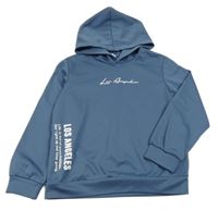 Tmavomodrá športová mikina s nápisom a kapucňou Shein