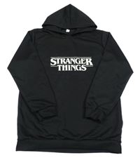 Čierna ľahká mikina s nápisom a kapucňou