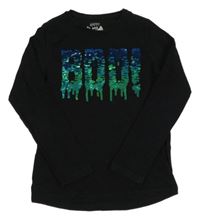 Černé triko s nápisem a flitry F&F