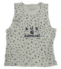 Biely rebrovaný crop top s kvetinami Zara