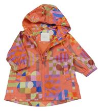 Oranžová barevná vzorovaná jarní šusťáková bunda s kapucí Next