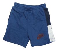 Tmavomodro-bílé teplákové kraťasy Nike