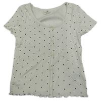 Biele rebrované crop tričko s bodkami H&M