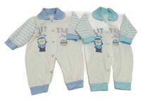 2x bílo-modrý overal