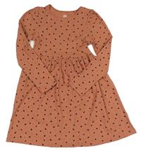 Starorůžové bavlněné žebrované šaty s drobnými kytičkami H&M