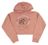 Růžová crop mikina s Pudseym a kapucí George