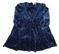 Tmavomodré sametové šaty s hvězdičkami M&S