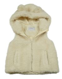 Svetlobéžová kožušinová podšitá vesta s kapucňou M&Co.