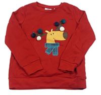 Červená mikina so sobom s bambulemi L&D