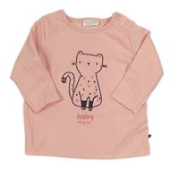 Růžové triko s kočičkou Next