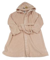 Svetloružový plyšový trblietavý župan s kapucí - jednorožec H&M