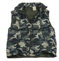 Kaki-béžová army šušťáková zateplená vesta