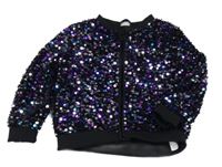 Čierno-fialovo-strieborná sametovo/flitrová bunda Kiki&Koko