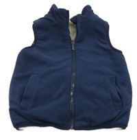 Tmavomodrá fleecovo/huňatá obojstranná vesta
