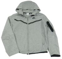 Šedá melírovaná propínací mikina s logem a kapucí Nike