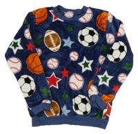 Tmavomodrá plyšová mikina s loptami