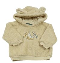 Béžová chlpatá mikina so zajícem a kapucňou