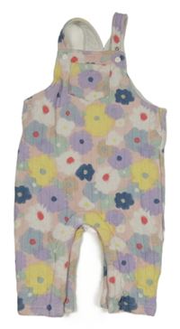 Růžovo-barevné květované žebrované laclové tepláky M&S