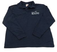 Tmavomodré polo tričko s nápisom Fruit of the Loom