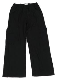 Čierne široké tepláky s vreckami Tom Tailor