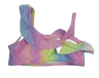 Barevná duhová třpytivá plavková lambáda s volánkem