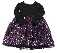 Černé žebrované šaty s flitrovou sukní