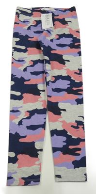 Nové - šedo-fialovo-růžové leopardí legíny M&S