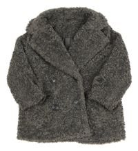 Tmavošedý huňatý podšitý kabát Matalan