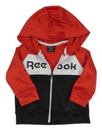 Červeno-bílo-černá sportovní propínací mikina s kapucí Reebok