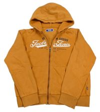 Oranžová prepínaci mikina s logom a kapucňou Jack & Jones