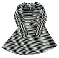 Čierno-biele pruhované rebrované šaty F&F