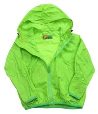 Neónově zelená vzorovaná nepromokavá bunda s kapucňou
