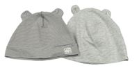 2x - Sivá + pruhovaná bavlnená čapica