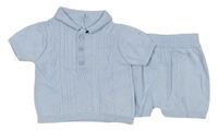 2set - Modré pletené polo tričko + kraťasy Rock a Bye Baby