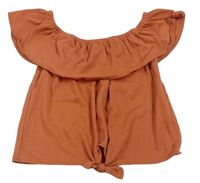 Oranžová crop halenka s volánky Primark
