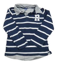 Tmavomodro-bílé pruhované triko se všitou košilí Dopodopo