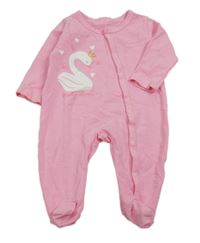 Ružový overal s labuťou