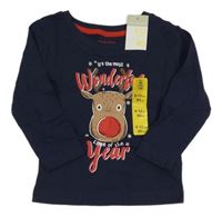 Nové - Tmavomodré triko se sobem Primark