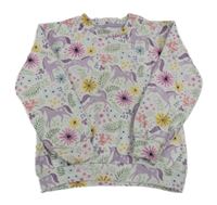 Bílá mikina s jednorožci Nutmeg