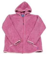 Růžová chlupatá propínací mikina s kapucí Spindrift