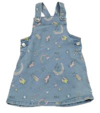 Modré riflové šaty s obrázky M&Co.