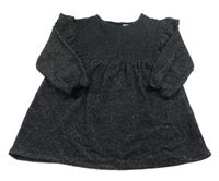 Antracitovo-strieborné šaty s volánikmi Zara