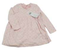 Nové - Světlerůžové bavlněné šaty se srdíčky a všitým body F&F