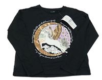 Nové - Čierne tričko s jednorožcom F&F