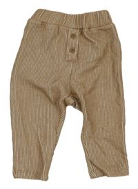 Béžovo-biele pruhované tepláky s gombíky