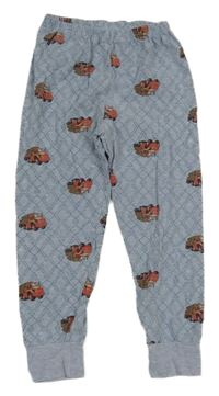 Svetlomodré vzorované pyžamové nohavice s nákladiakmi
