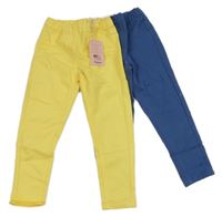 Nové - 2x - Žluté + tmavomodré džegíny s volánky Impidimpi