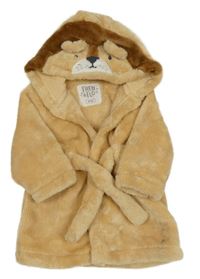 Béžový chlupatý župan s kapucí - lev F&F