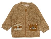 Béžová melírovaná pletená prepínaci mikina so zvieratkami Du Pareil