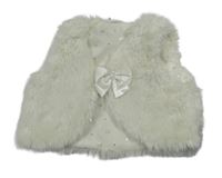 Smotanová kožušinová podšitá vesta s mašlou H&M